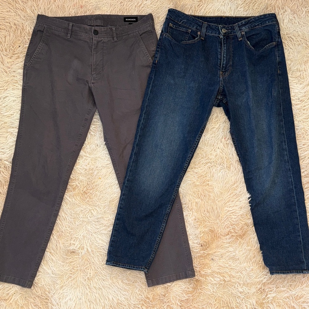 Bonobos Gray Khaki and Blue Straight Jeans Bundle of 2 - 32/30